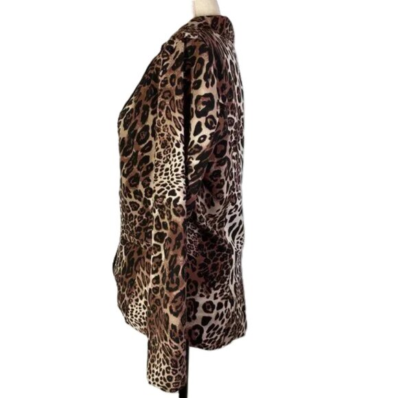 Skylar + Madison Leopard Print Blazer Lightweight Lined Brown Black Size S - Picture 2 of 11